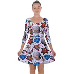 Full Color Flash Tattoo Patterns Quarter Sleeve Skater Dress by Amaryn4rt