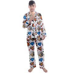 Full Color Flash Tattoo Patterns Men s Long Sleeve Satin Pyjamas Set by Amaryn4rt