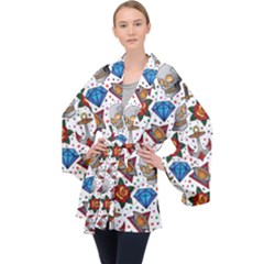Full Color Flash Tattoo Patterns Long Sleeve Velvet Kimono  by Amaryn4rt