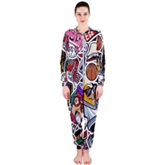 Vintage College Colorful Seamless Pattern Onepiece Jumpsuit (ladies)  by Amaryn4rt