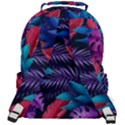Background With Violet Blue Tropical Leaves Rounded Multi Pocket Backpack View3