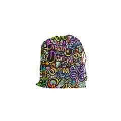 Graffiti Word Seamless Pattern Drawstring Pouch (xs) by Amaryn4rt