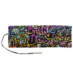 Graffiti Word Seamless Pattern Roll Up Canvas Pencil Holder (m) by Amaryn4rt