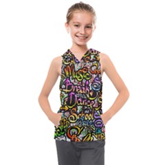 Graffiti Word Seamless Pattern Kids  Sleeveless Hoodie by Amaryn4rt