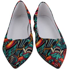 Vintage Tattoos Colorful Seamless Pattern Women s Block Heels  by Amaryn4rt