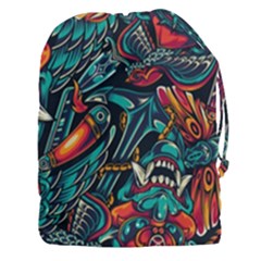 Vintage Tattoos Colorful Seamless Pattern Drawstring Pouch (3xl) by Amaryn4rt