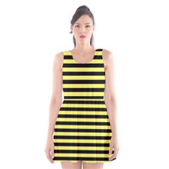 Wasp Stripes Pattern, Yellow And Black Lines, Bug Themed Scoop Neck Skater Dress by Casemiro