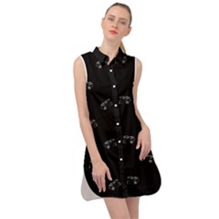 Vintage Car Motif Print Pattern Sleeveless Shirt Dress by dflcprintsclothing
