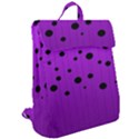 Two tone purple with black strings and ovals, dots. Geometric pattern Flap Top Backpack View2