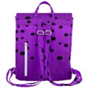 Two tone purple with black strings and ovals, dots. Geometric pattern Flap Top Backpack View3