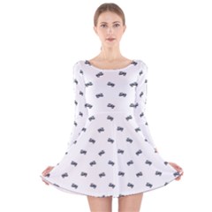 Vintage Car Motif Prin Pattern 2001 Long Sleeve Velvet Skater Dress by dflcprintsclothing