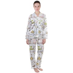 Cute-baby-animals-seamless-pattern Satin Long Sleeve Pyjamas Set by Sobalvarro