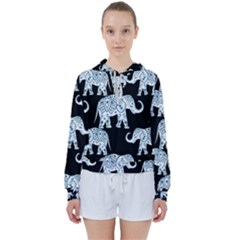 Elephant-pattern-background Women s Tie Up Sweat by Sobalvarro