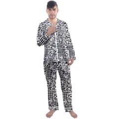 Vector-eclectic-fabric-seamless-pattern-animal-and-plaid-background-with-baroque-ornament Men s Long Sleeve Satin Pyjamas Set by Sobalvarro