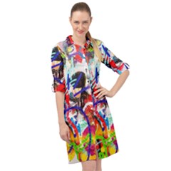 Crazy Grafitti Long Sleeve Mini Shirt Dress by essentialimage