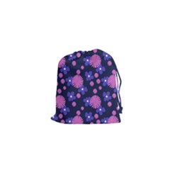 Pink And Blue Flowers Drawstring Pouch (xs) by bloomingvinedesign