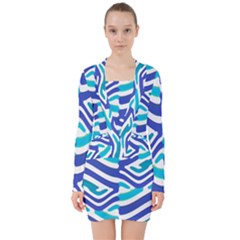 Colored Abstract Print1 V-neck Bodycon Long Sleeve Dress by dflcprintsclothing
