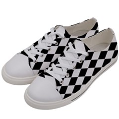 Black And White Rhombus Women s Low Top Canvas Sneakers by ElenaIndolfiStyle