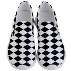 Black And White Rhombus Men s Lightweight Slip Ons by ElenaIndolfiStyle