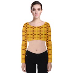 Digital Illusion Velvet Long Sleeve Crop Top by Sparkle