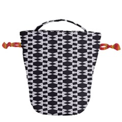 Black And White Triangles Drawstring Bucket Bag by Sparkle