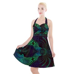 Fractal Flower Halter Party Swing Dress  by Sparkle