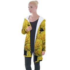 Yellow Roses Longline Hooded Cardigan by Sparkle