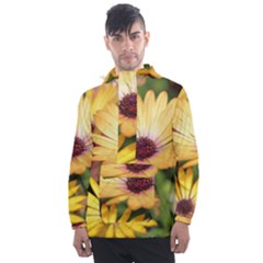 Yellow Flowers Men s Front Pocket Pullover Windbreaker by Sparkle