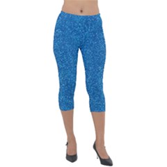Blue Sparkles Lightweight Velour Capri Leggings  by ElenaIndolfiStyle