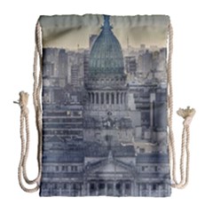 Buenos Aires Argentina Cityscape Aerial View Drawstring Bag (large) by dflcprintsclothing