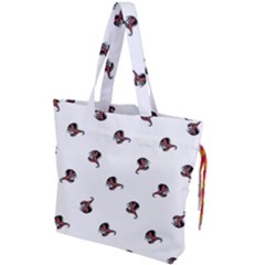 Ugly Monster Fish Drawing Drawstring Tote Bag by dflcprintsclothing