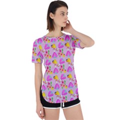 Girl With Hood Cape Heart Lemon Pattern Lilac Perpetual Short Sleeve T-shirt by snowwhitegirl