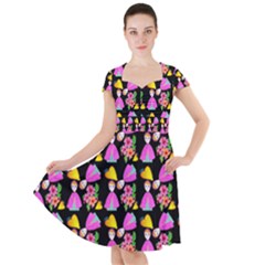 Girl With Hood Cape Heart Lemon Pattern Black Cap Sleeve Midi Dress by snowwhitegirl