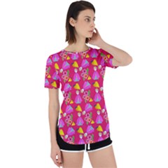 Girl With Hood Cape Heart Lemon Pattern Pink Perpetual Short Sleeve T-shirt by snowwhitegirl