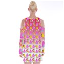 Girl With Hood Cape Heart Lemon Pattern Red Ombre Velvet Long Sleeve Shoulder Cutout Dress View2