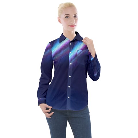Light Fleeting Man s Sky Magic Women s Long Sleeve Pocket Shirt by Mariart