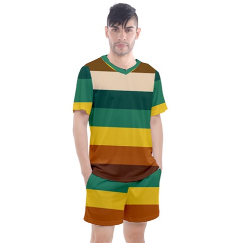 Retro 80s Men s Mesh Tee And Shorts Set by tmsartbazaar
