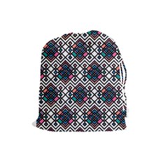 Boho Geometric Drawstring Pouch (large) by tmsartbazaar