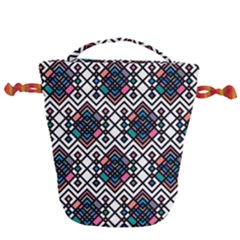 Boho Geometric Drawstring Bucket Bag by tmsartbazaar