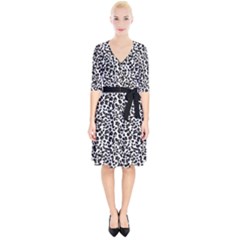 Leopard Spots, White, Brown Black, Animal Fur Print Wrap Up Cocktail Dress by Casemiro