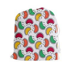 Geometric Fruity Drawstring Pouch (2xl) by tmsartbazaar