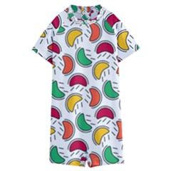 Geometric Fruity Kids  Boyleg Half Suit Swimwear by tmsartbazaar