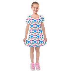 Multicolor Triangle Kids  Short Sleeve Velvet Dress by tmsartbazaar