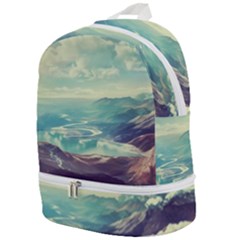 Landscape Mountains Lake River Zip Bottom Backpack by HermanTelo