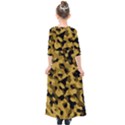 Black Yellow Brown Camouflage Pattern Kids  Quarter Sleeve Maxi Dress View2