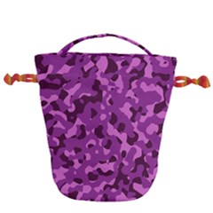 Dark Purple Camouflage Pattern Drawstring Bucket Bag by SpinnyChairDesigns