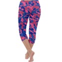 Blue and Pink Camouflage Pattern Capri Yoga Leggings View4