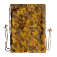 Brown And Orange Camouflage Drawstring Bag (large) by SpinnyChairDesigns