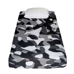 Grey And White Camouflage Pattern Fitted Sheet (single Size) by SpinnyChairDesigns