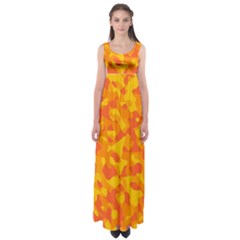Orange And Yellow Camouflage Pattern Empire Waist Maxi Dress by SpinnyChairDesigns